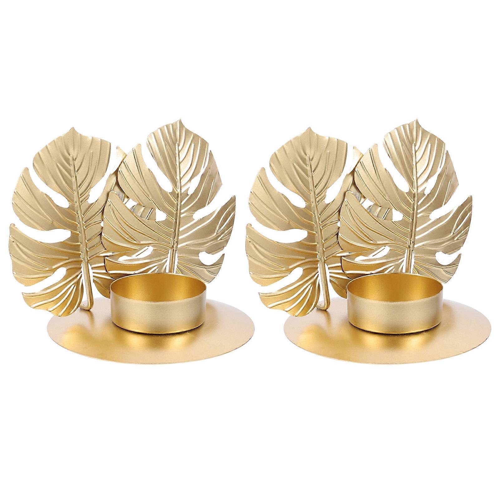 Decorative Candleholder Leaf Iron Candlestick for Table 6Pcs