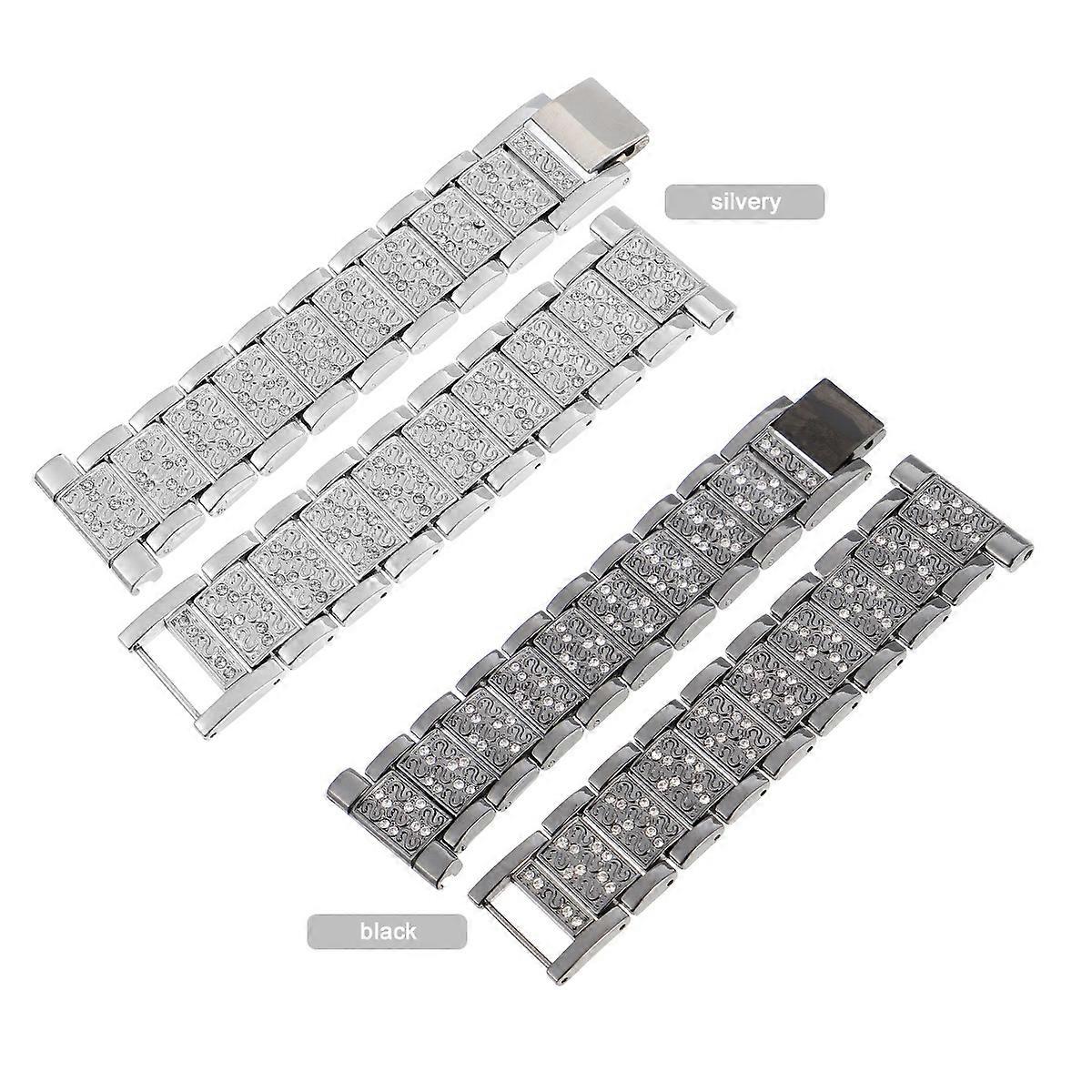 Metal Rhinestone Watch Strap Stylish Strap for Watch Use 2Pcs Silver