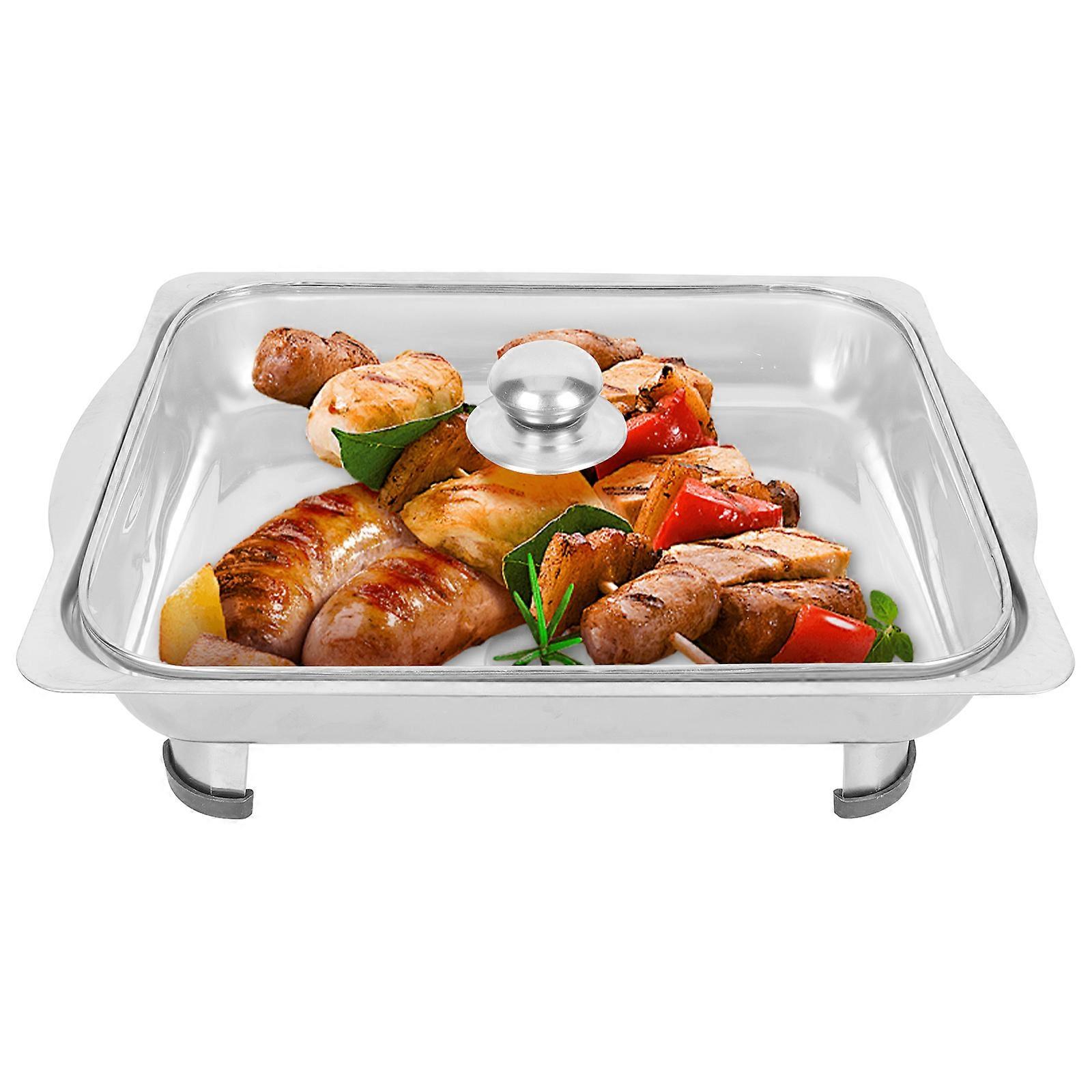Restaurant Use Buffet Server Covered Stainless Steel Tray 3Pcs Set
