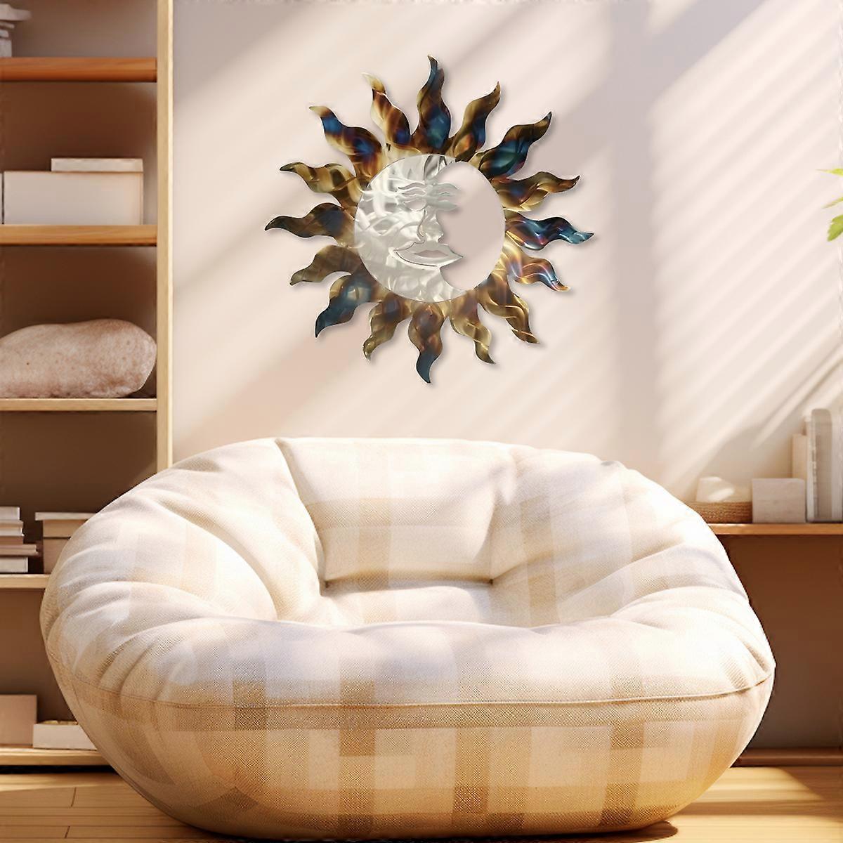 1PC Colorful Sun and Moon Hanging Metal Wall Décor for Home Interiors