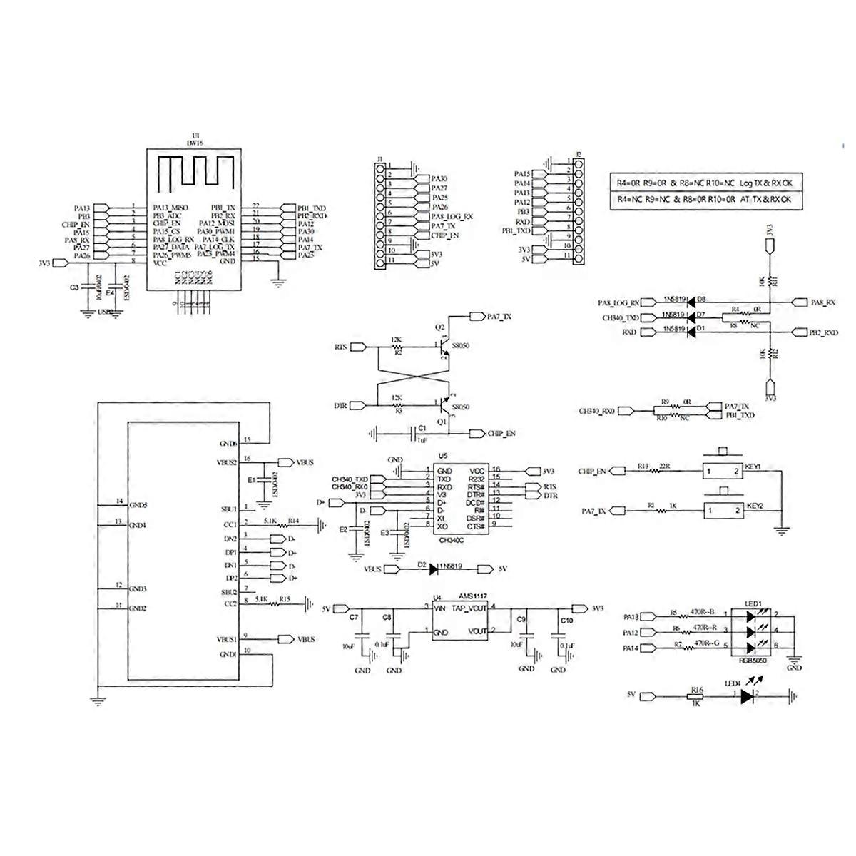 BW16-Kit Entwicklung Bord RTL8720DN Dual-Band Wi-Fi Low-Power Bluetooth BLE Modul Typ-C Interface