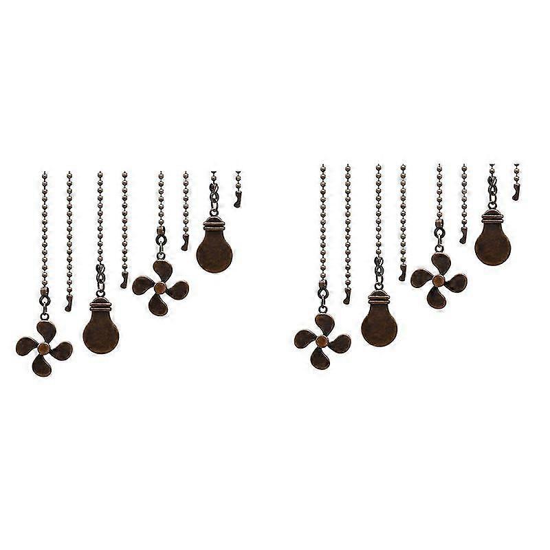 4Pcs Ceiling Fan Pull Chain Set,Bulb and Fan Pattern Pull Chain Extension Fan Pull Chain Pendant 12