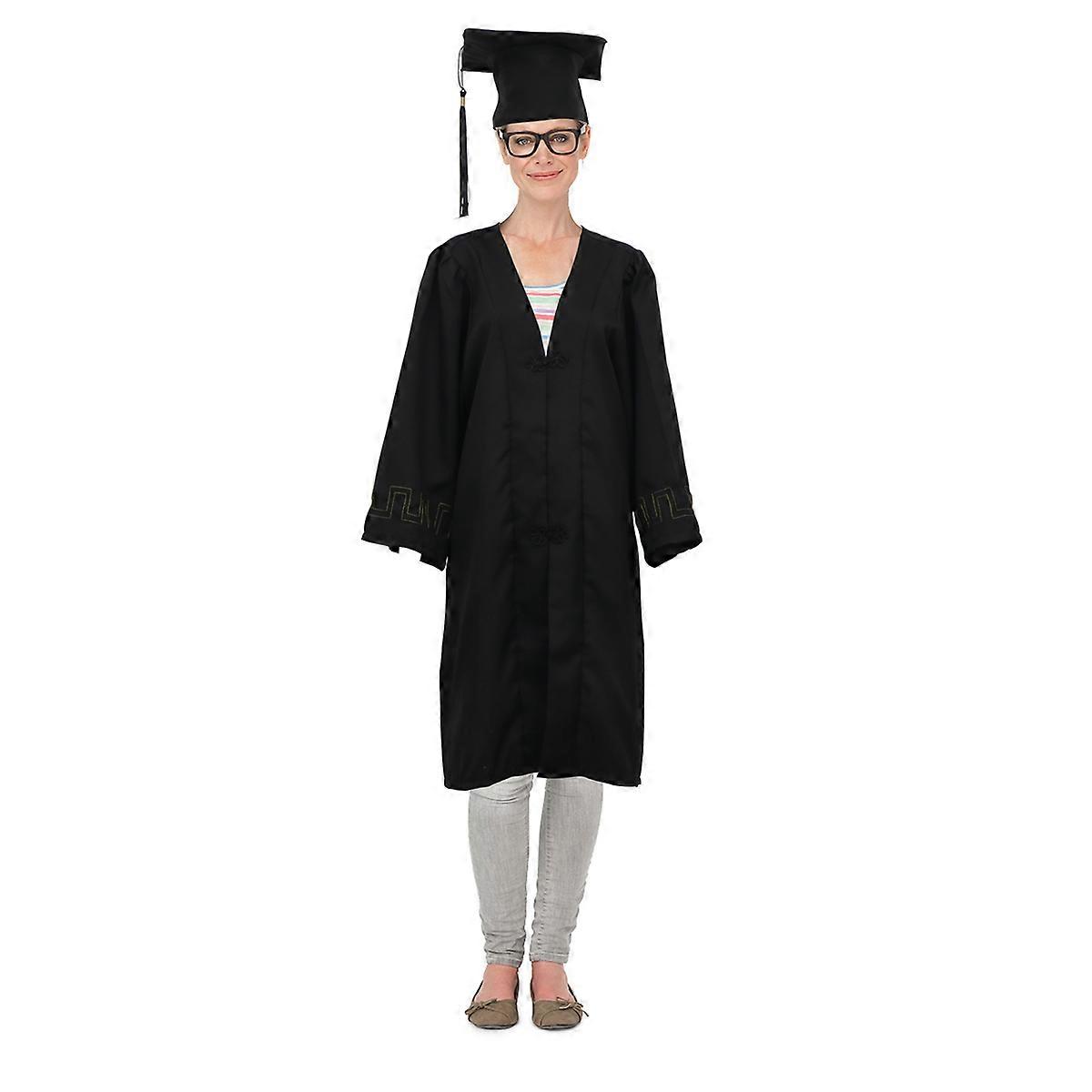 Yetişkin Kadın Mezuniyet Giyim Elbisesi Mezuniyet Töreni İçin Siyah Beden S 1 Set