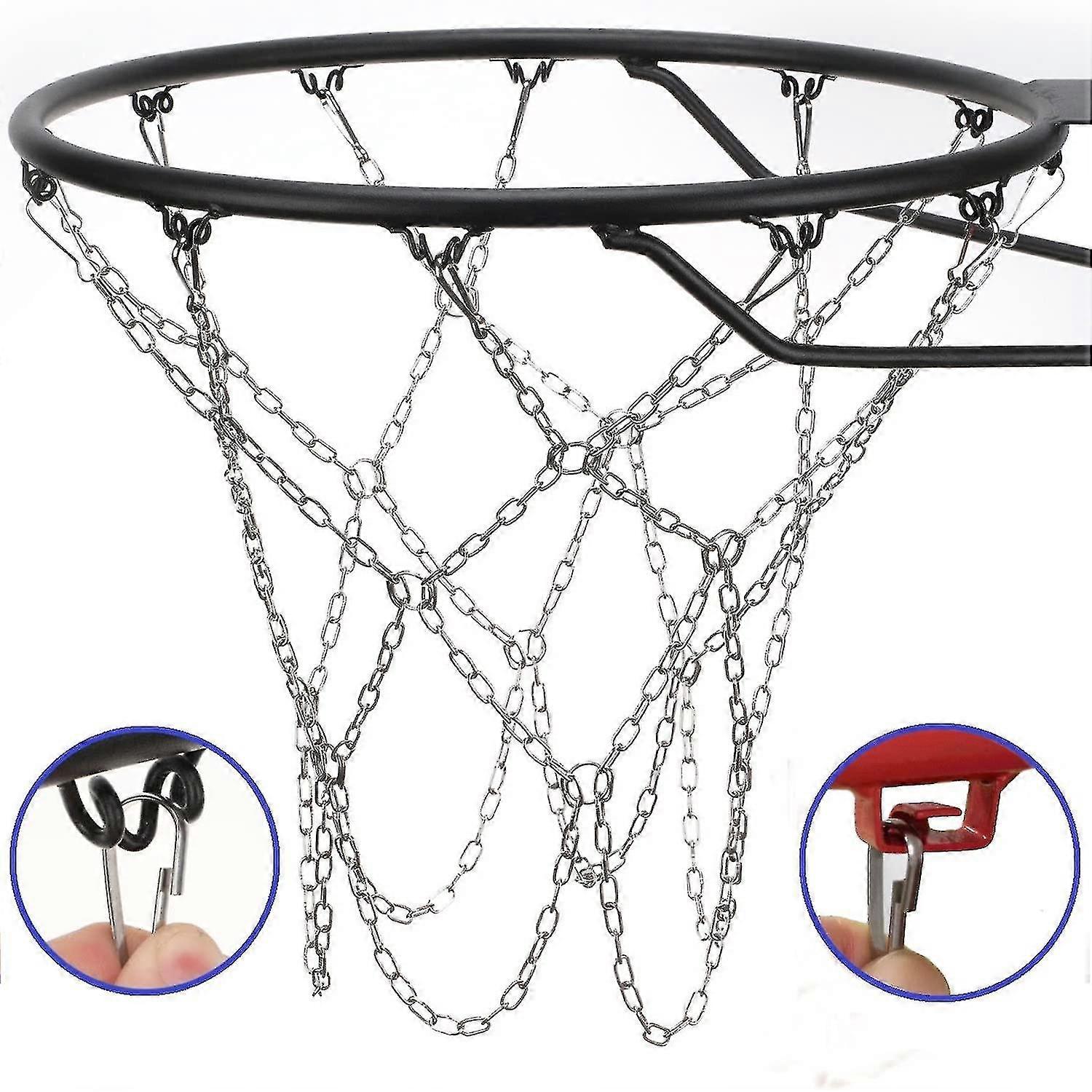 Metal Basketball Net Chain Iron Standard 12 Mesh Hooks Thick Iron Mesh
