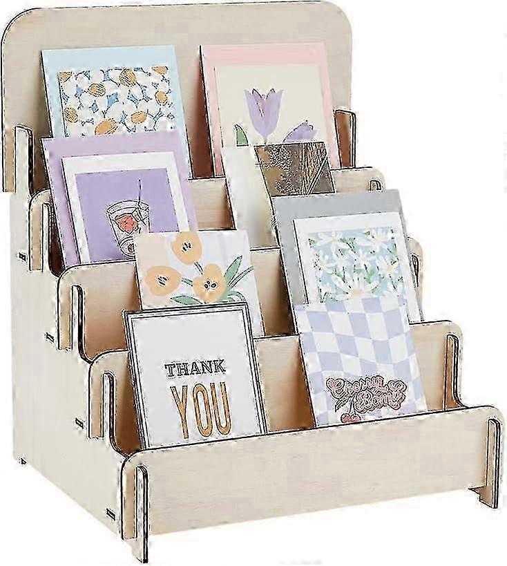 عرض بطاقة مكان الخشب تقف للبطاقات البريدية حامل بطاقات عرض القرط مستطيل Bisque 265x280x445mm