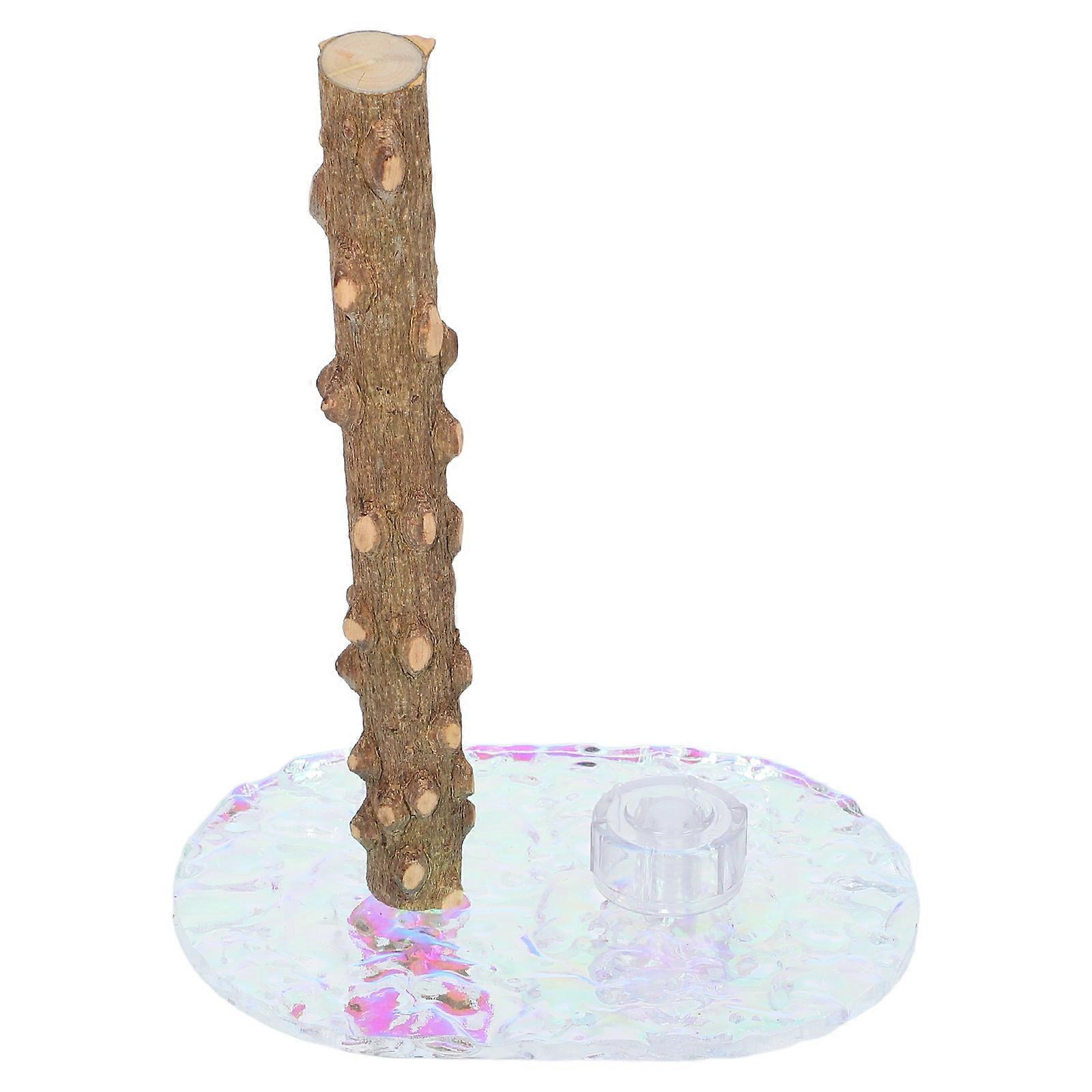 Natural Wood Bird Stand Perch for Parrots 4Pcs with Suction Cup Platform