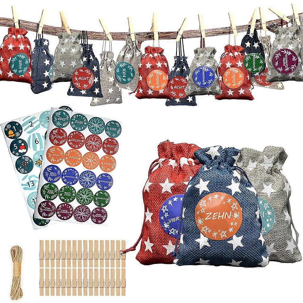 24 Advent Calendars To Fill, Christmas Gift Bags With 1-24 Advent Number