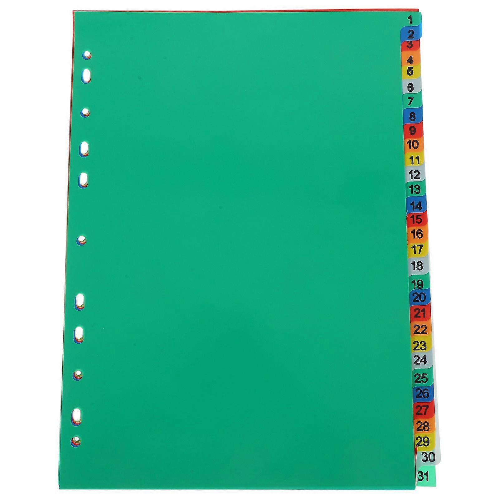 62pcs Plastic Binder Dividers with Tabs Multicolor Binder Tab  Number Index Divider for Office School And Personal Planners Organizing