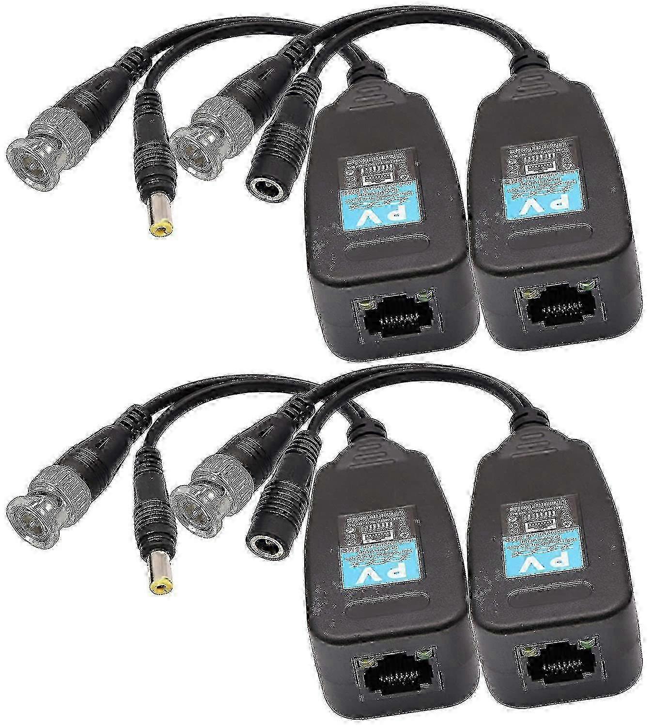 K Rj45 To Bnc Video Balun Transmitter Receiver Hd-cvi/tvi/ahd/cvbs With Power Connector For 1080p 3mp 4mp 5mp 8mp Cctv System Surveillance C