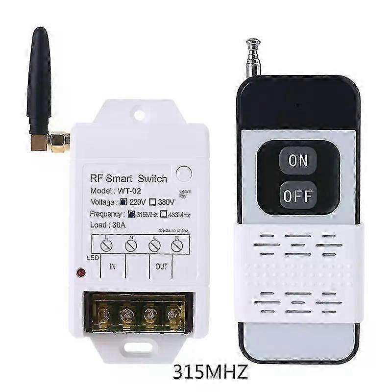 315MHZ 433MHZ +220V 380V 30A Relay Wireless Remote Control Switch Receiver with Led Light 2000M Transmitter