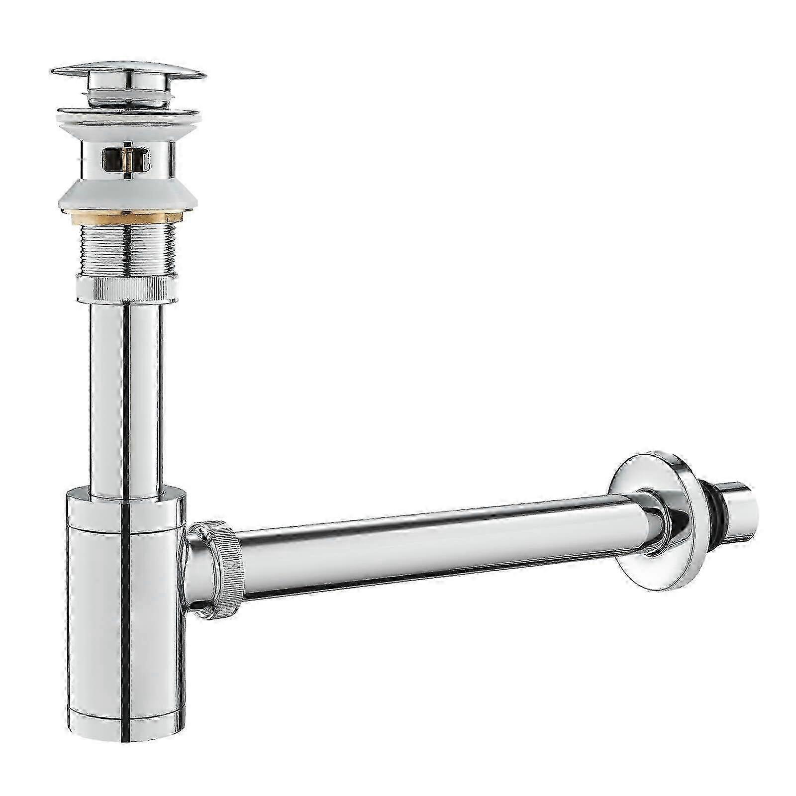 Bathroom Sink Drain Kit with Trap, Pop up Drain Stopper with Overflow, 1-1/4' Bottle P Trap, Made of Brass and Stainless Steel, Chrome miao4