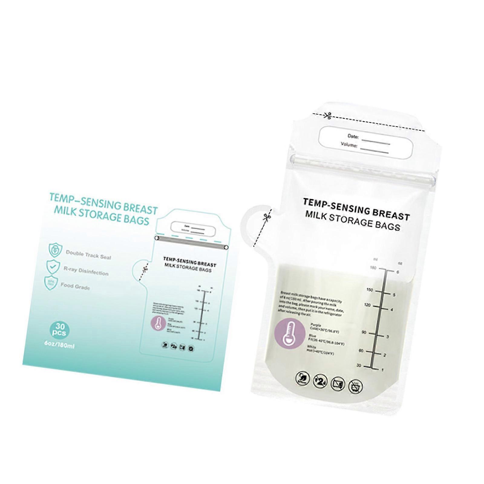 30pcs Breast Milk Storage Bags Feature Double Seal Design Temp Sensing and Spill Proof for Freezing and Storing Multicolor