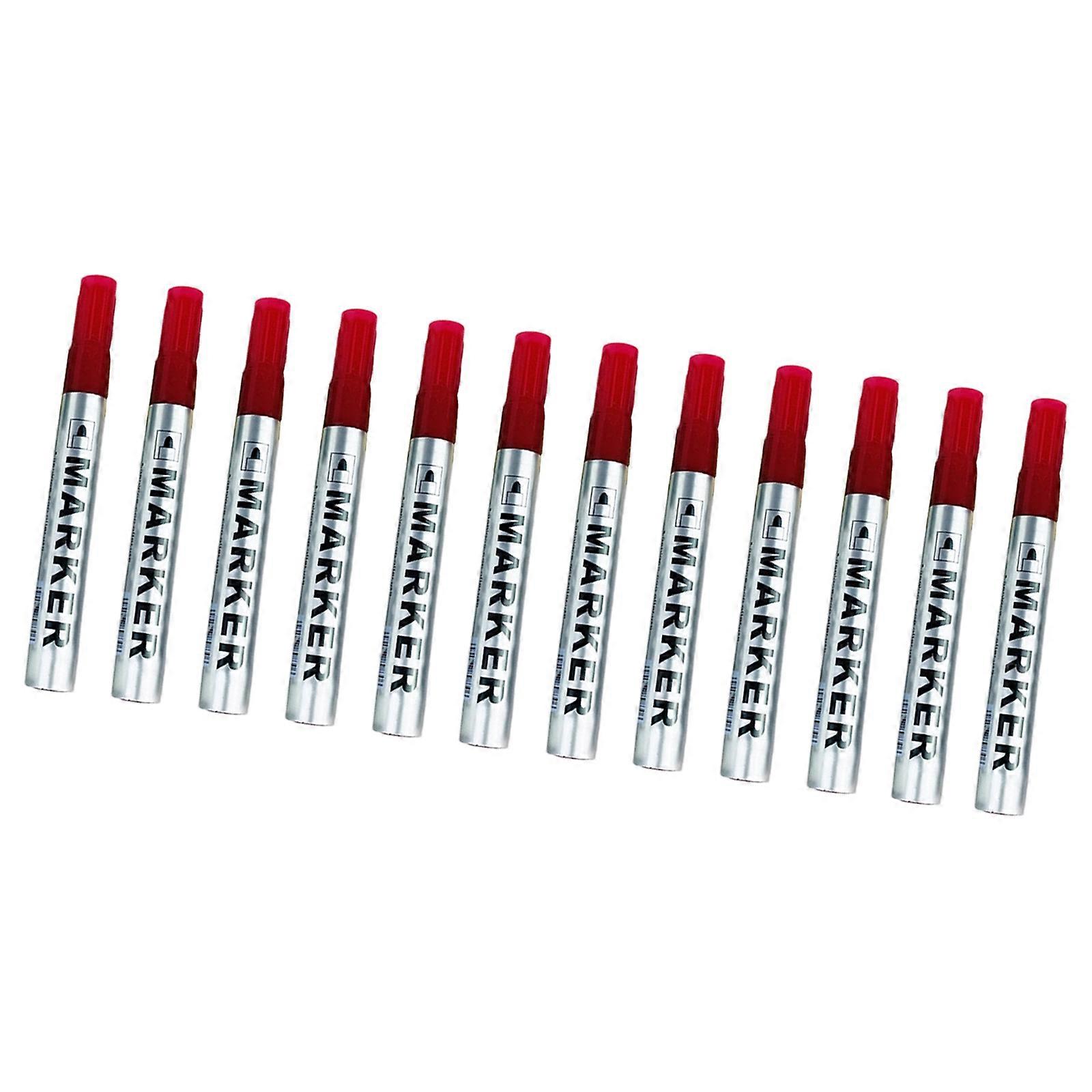 Bulk Quantity 12 Markers Set Tall Observability Toner Long Permanent Execution Metal Plastic Glass Consistent  Red