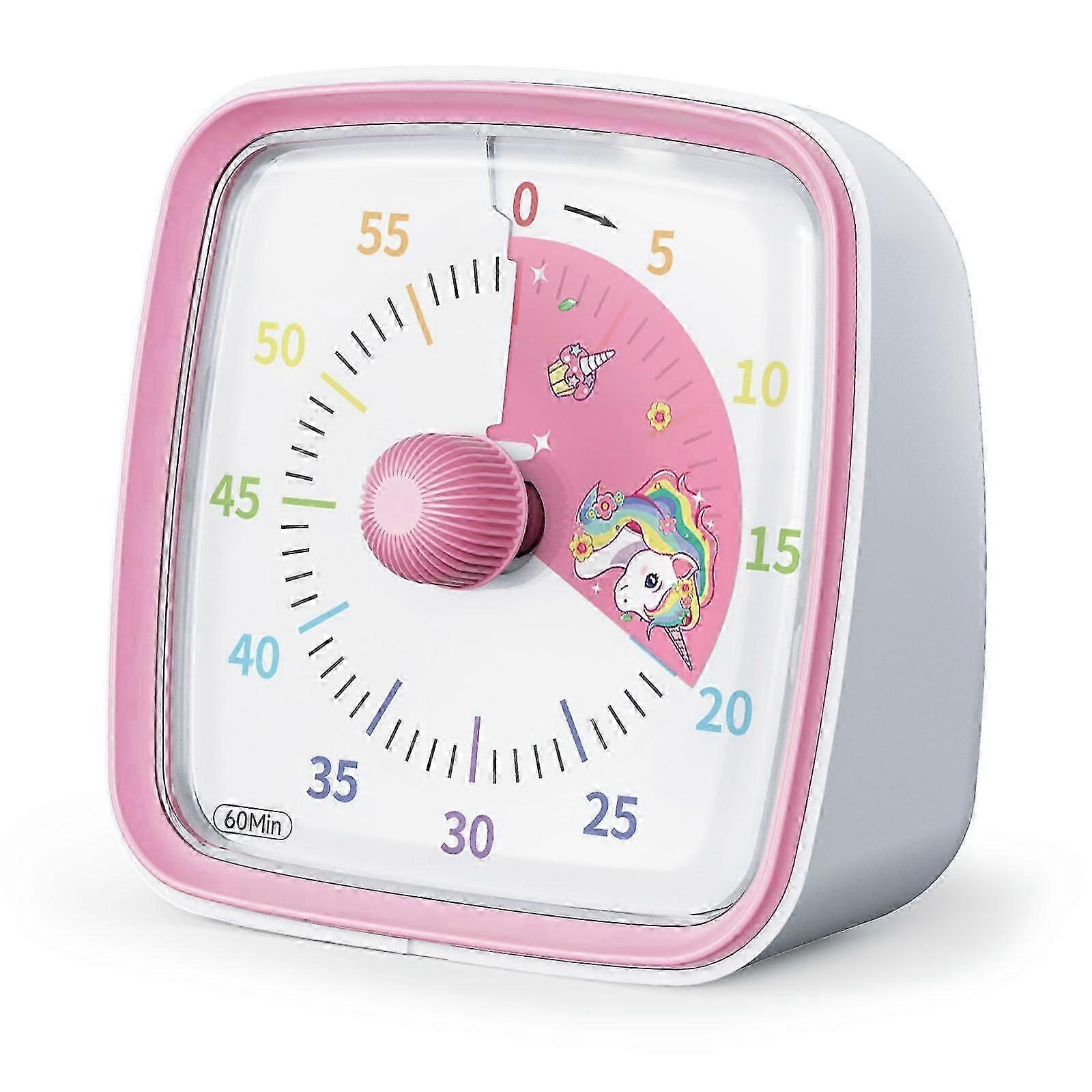 60 Minutes Visual Timer with Night Light, Countdown Timer, Pomodoro Timer with Rainbow Pattern, Suitable for Kids and Adults