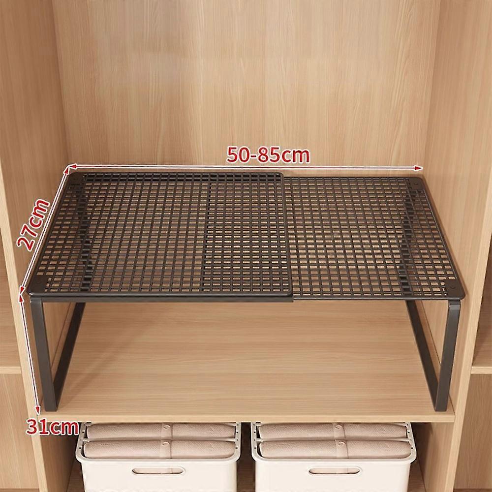 50-85cm Expandable 31cm Height Closet Organizer Shelf Pull-Out Partition Clothes Storage Holder for Space Saving