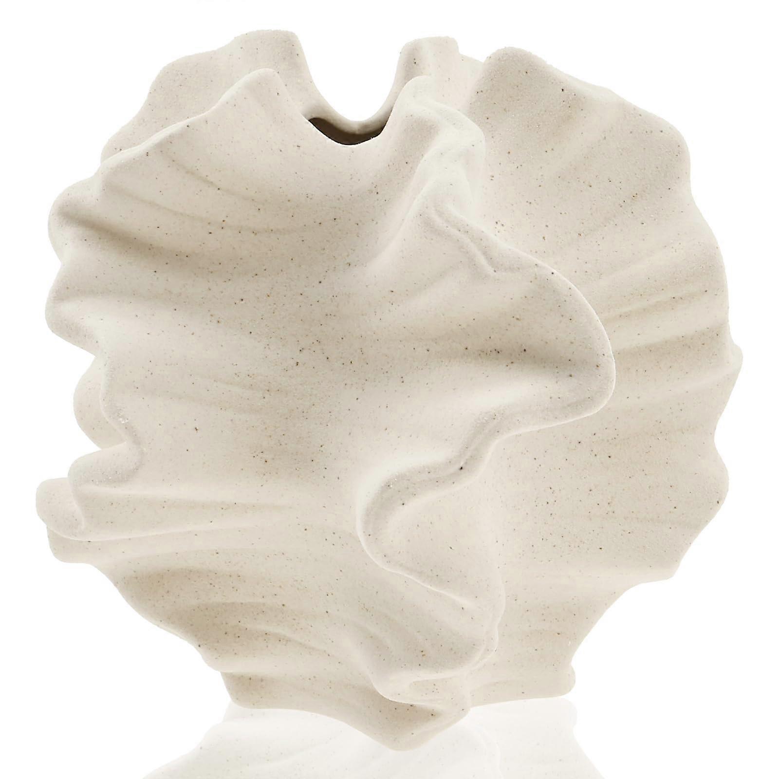 White Ceramic Vase For Flowers And Pampas Grass, 3D Coral Design, Modern Boho Table Centrepiece Vase