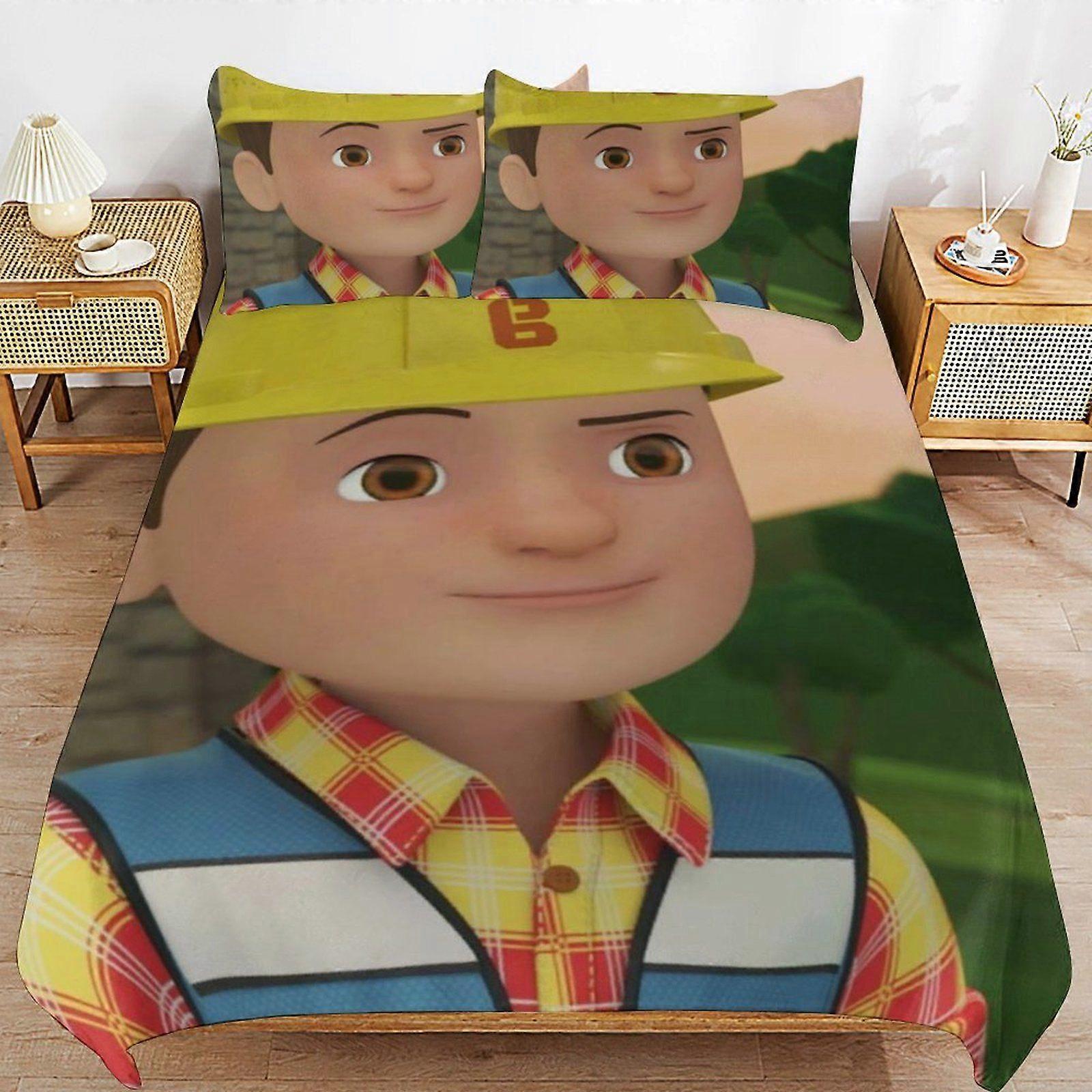 w627 Bob the Builder Hypoallergenic Smooth Comfort Soft Weave Zipper Duvet Cover Sets for Bedroom Sleep Upgrade m627