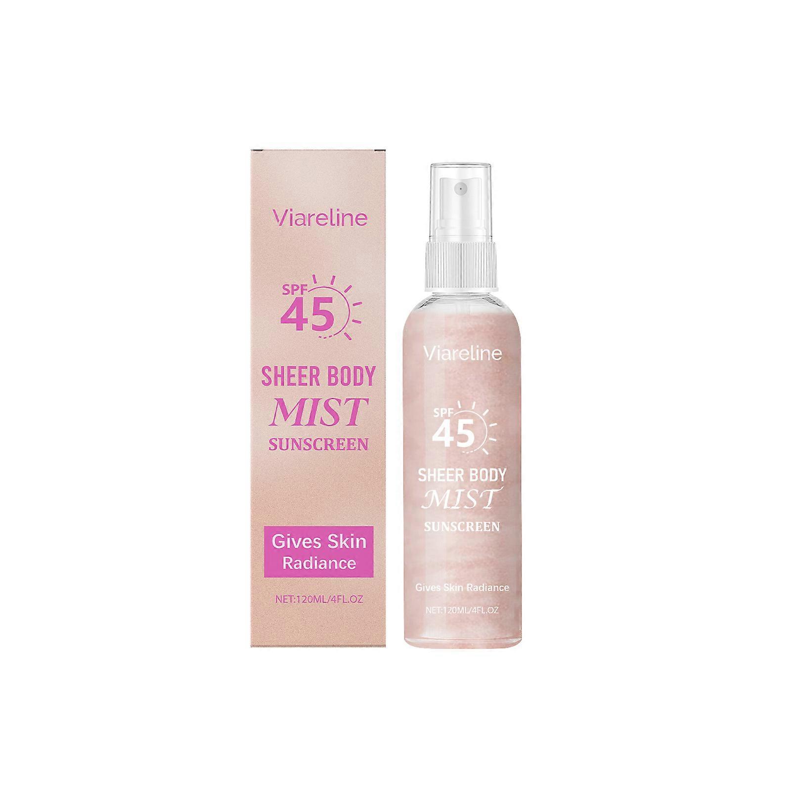 Body shimmering sunscreen spray