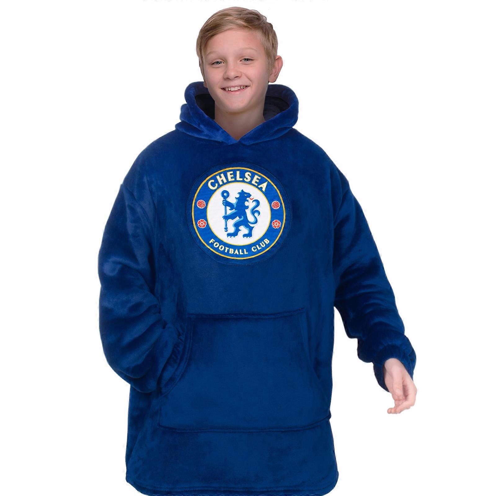 Chelsea Kids Oversized Hoodie Blanket - Sherpa Fleece Lined Official Football Gift