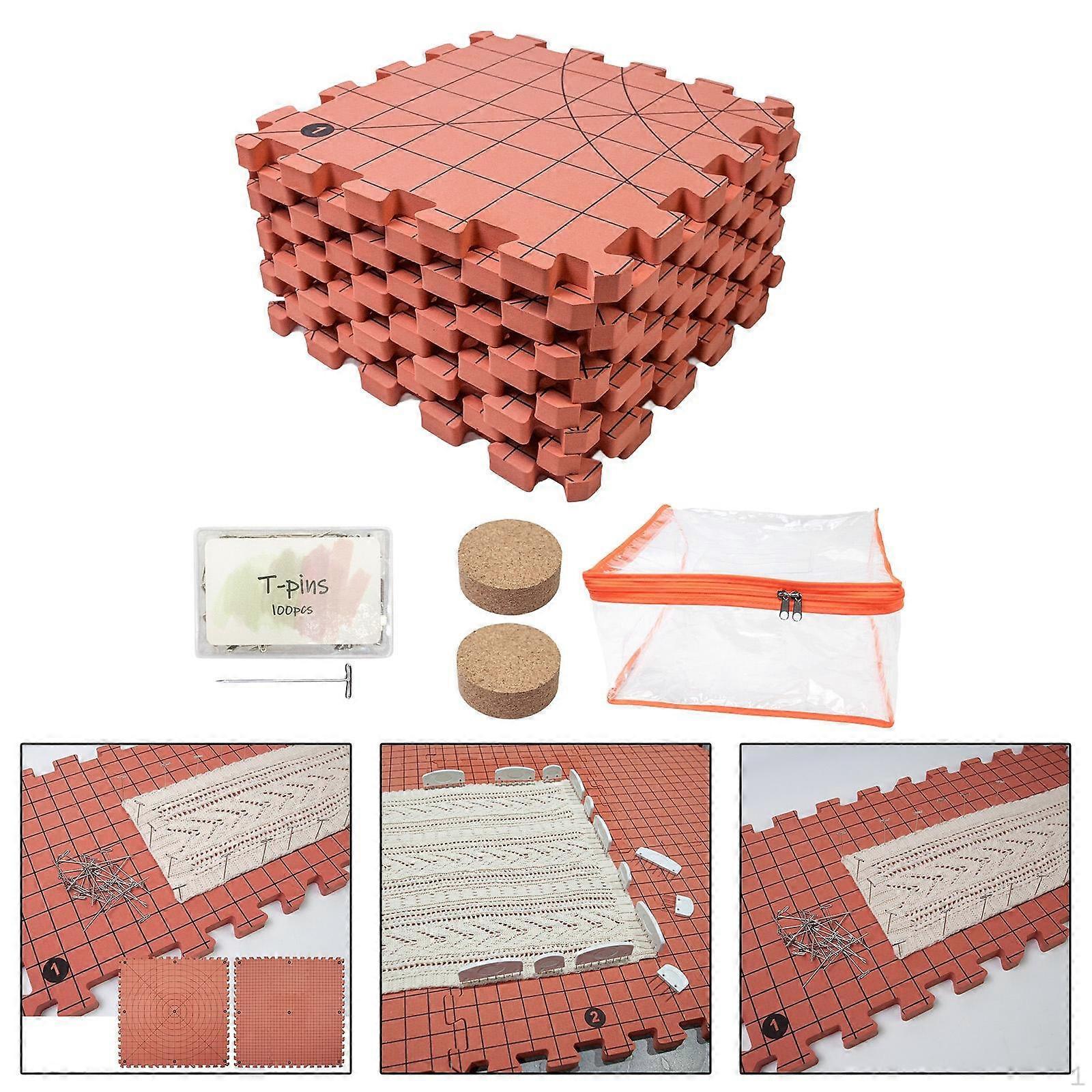 9 Pieces Blocking Mats for Knitting Crochet Boards with Grids Projects