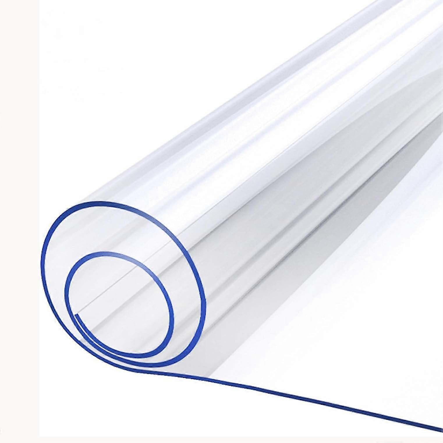 Clear PVC Table Protector Waterproof 90x110cm, Transparent Rectangle Tablecloth Cover, Wipeable NonSlip Desk Mat