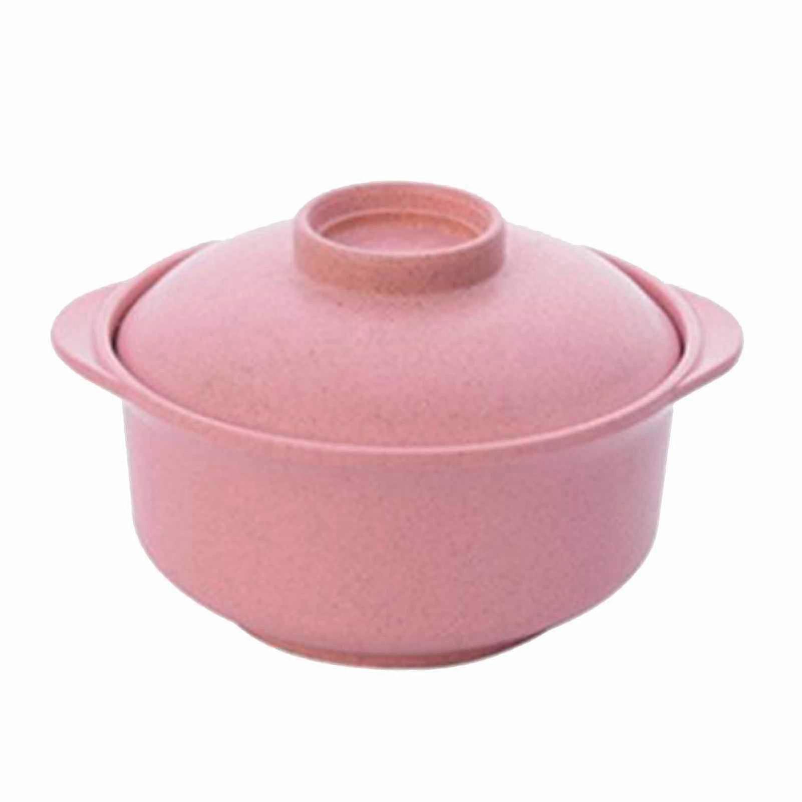 Nordic Style Instant Noodle Bowl with Lid, Multifunctional Food Container for Students, Busy Professionals, Pink Soup Bowl with Lid