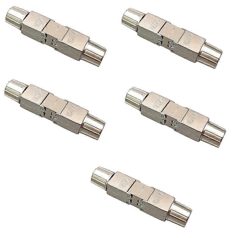 Tool-Free Cat7 RJ45 Connector Toolless Shielded Reusable Termination Plugs Shielded Ethernet for Ethernet Cable 5pcs