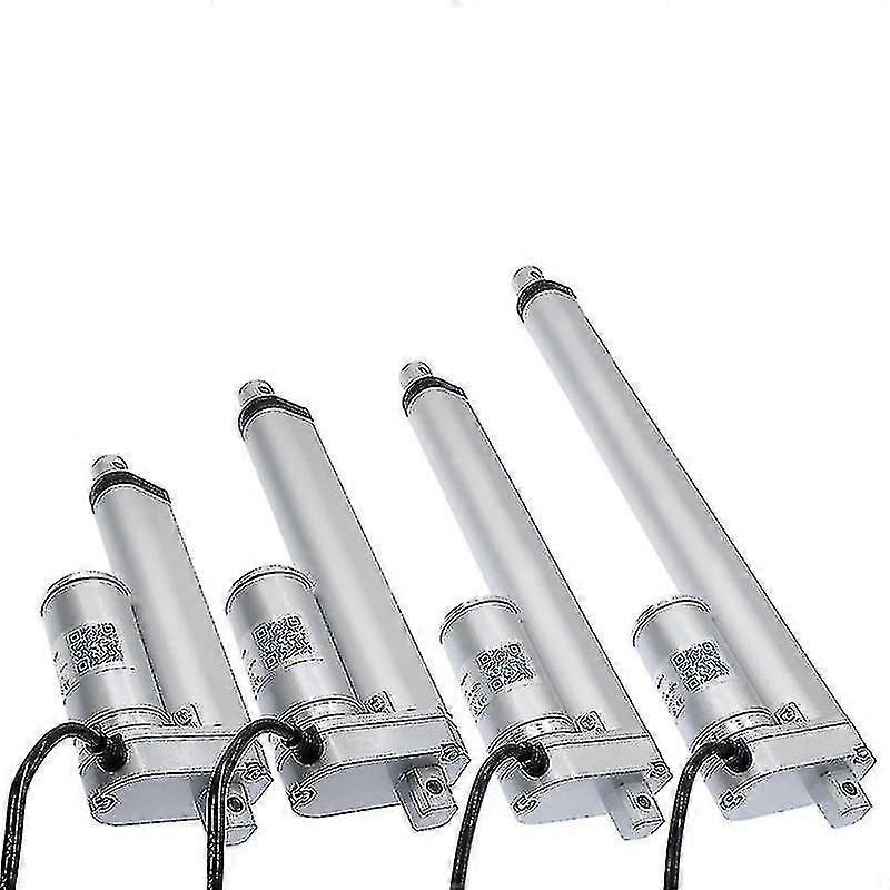 Atuador linear 12V/24V com curso de 50-250mm e força de 100-1500N.