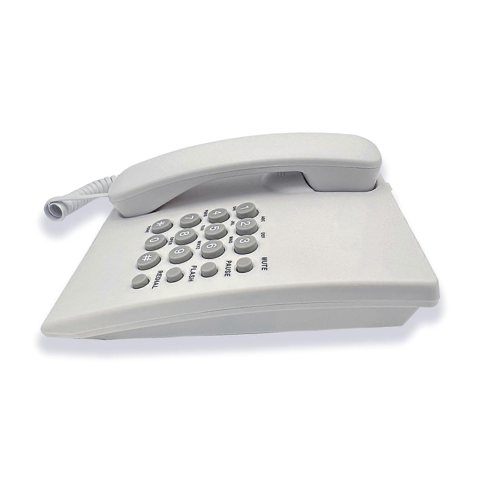 コード付き固定電話デスク大きなボタン付きハウス電話ホームフォンホームオフィスホテルバスルーム用コード付き電話ホワイト