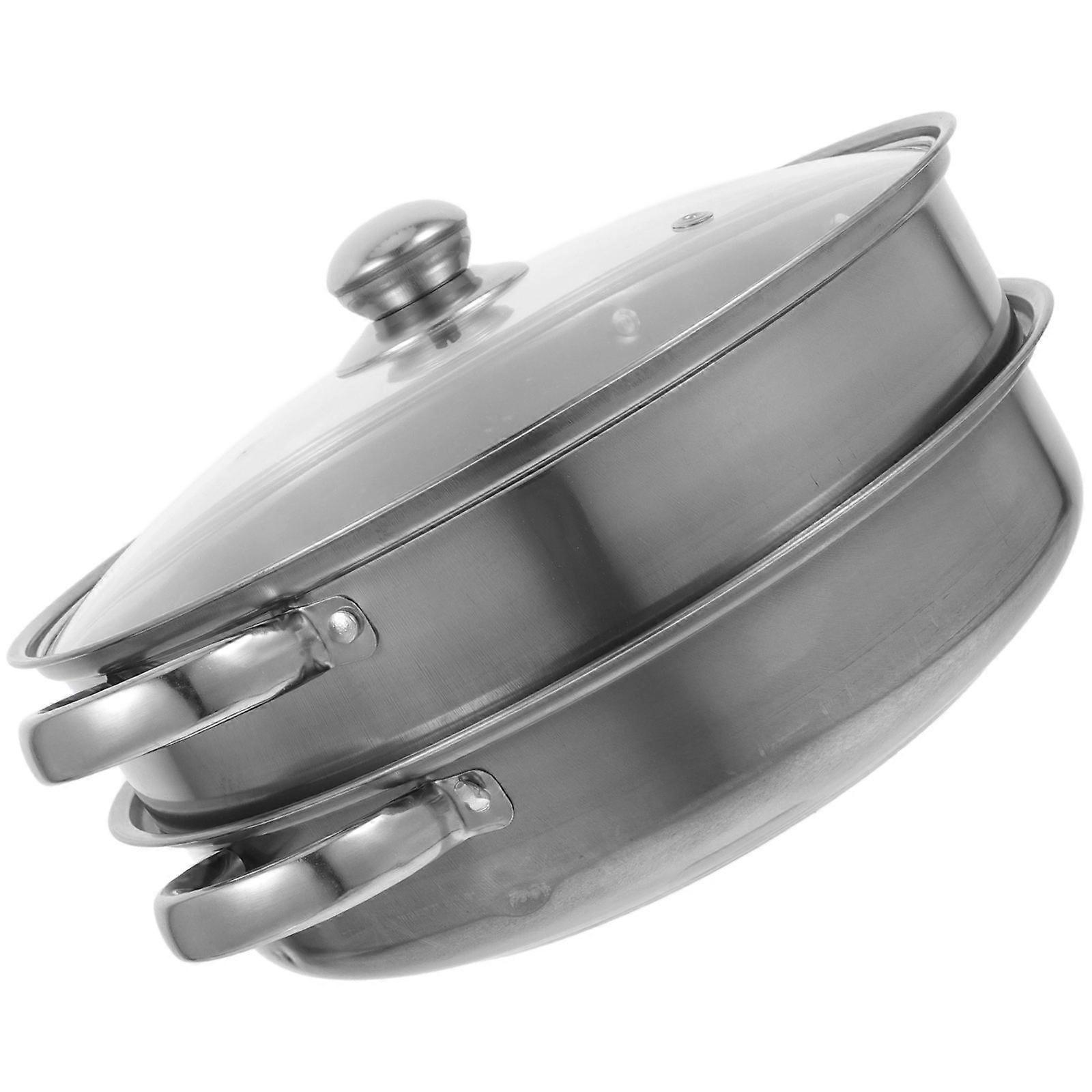 1 sett dobbeltlags matdamper matdampverktøy dampkjele i rustfritt stål