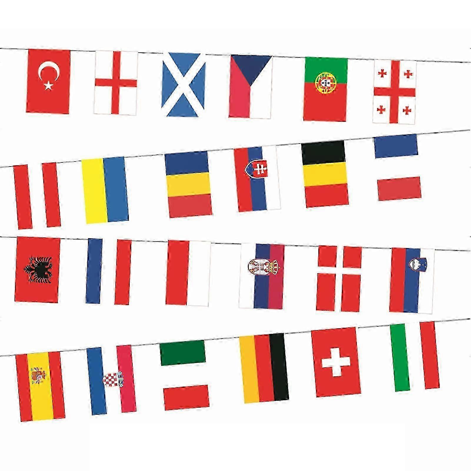 Euro Top 24 String Flags Decorative Hanging Flags Stylish Wall Decorative Prop for Garden