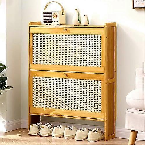 Narrow Shoe Storage Cabinet with Flip Doors, 3Tier SpaceSaving Shoe Rack for Entryway, Color B, 70cm x 50cm