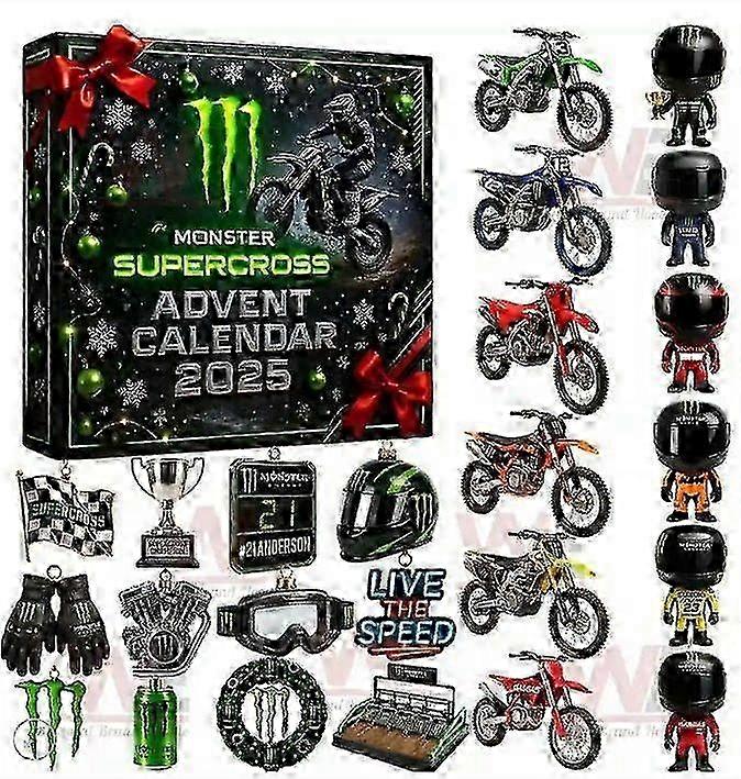 Motorcycle Advent Calendar 2025 - 24 Days Christmas Countdown Calendar for Motorcycle Lovers, 2D Acr