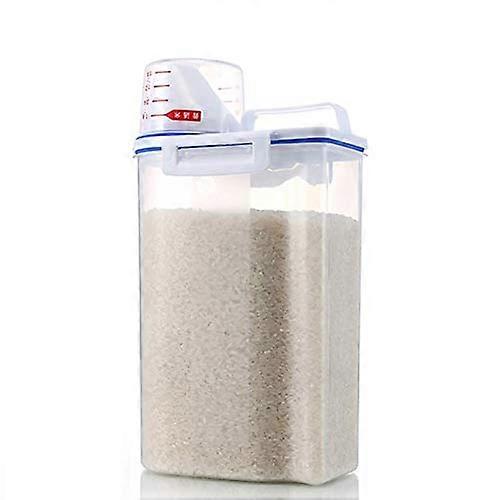 Rice Storage Containers Two Pack Airtight 4Lb Grain Bin With Measuring Cup Cereal Flour Dispenser Model M5GDT2RSQC73