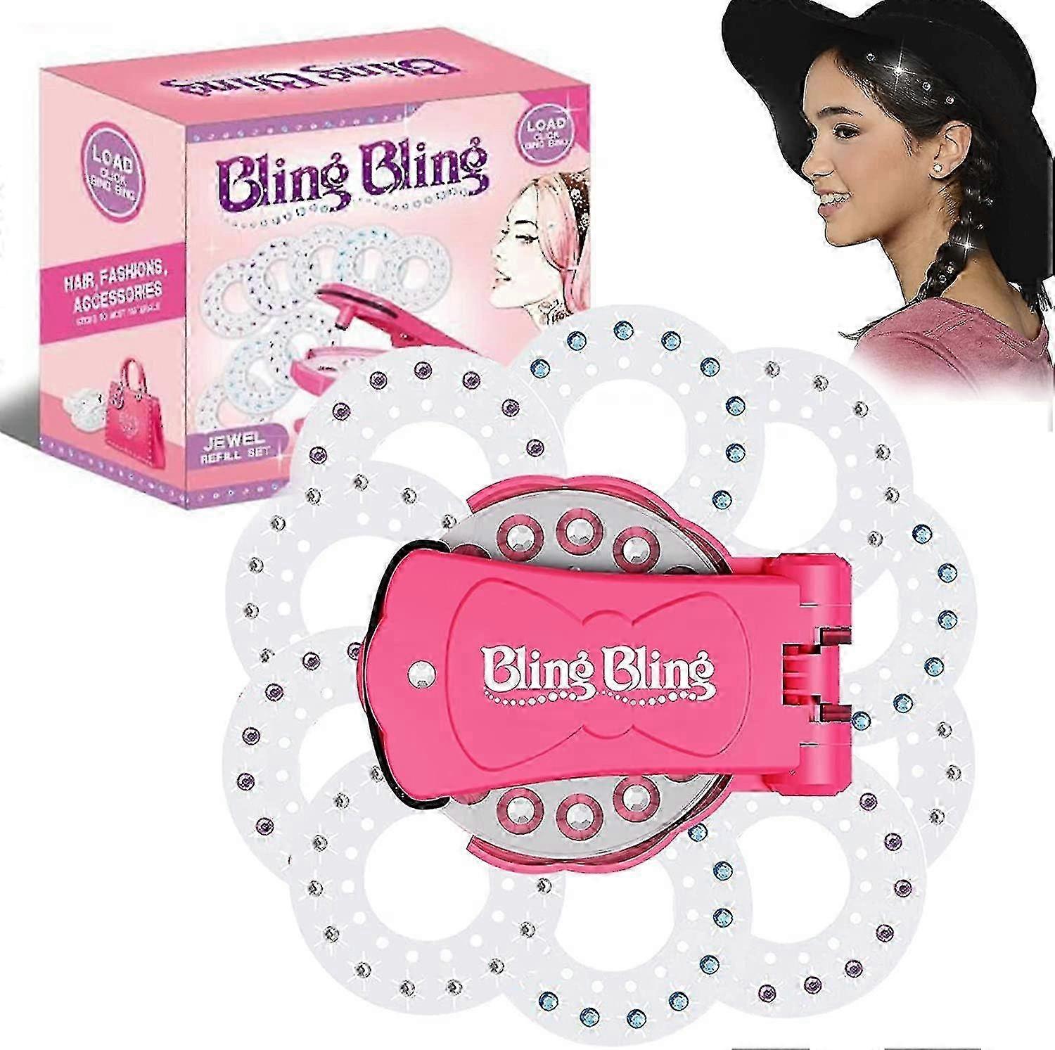 Sada na zdobení vlasů se 180 vlasovými drahokamy, strojek na třpytivé drahokamy, razítkovač vlasů, stylingový strojek Glam Bling