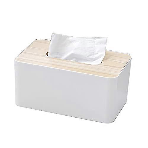 Tissue Box Cover White Rectangular Dustproof Tissue Holder with Velcro Closure for Home and Office