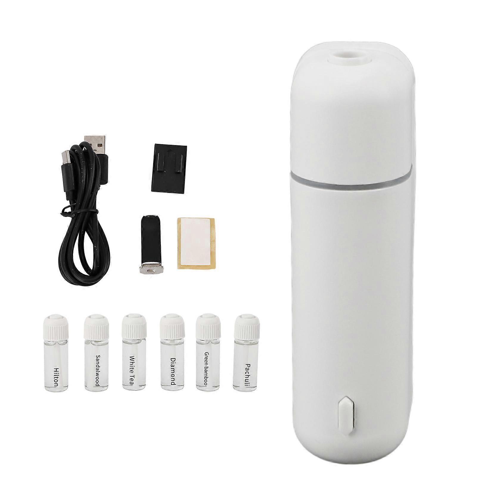 Car Portable Diffuser 6x5ml USB Motion Sensing White