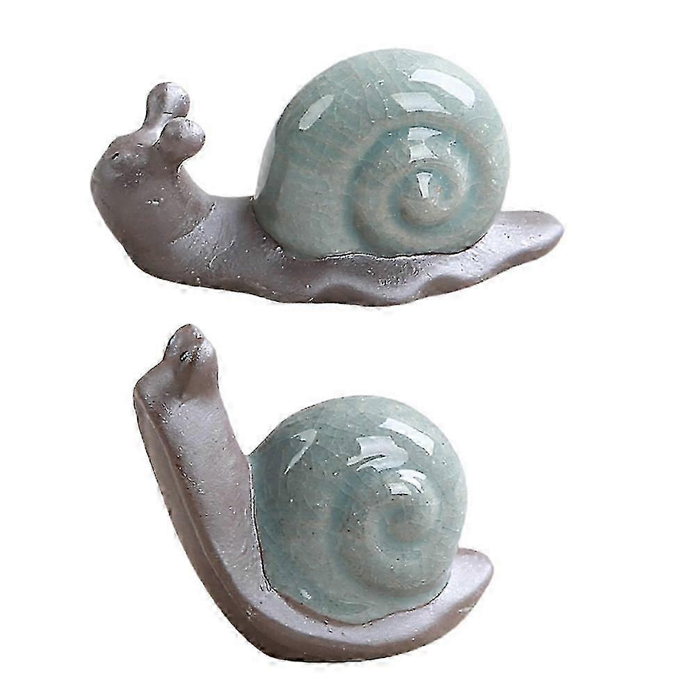 2pcs Retro Ceramic Snail Tea Pets - Ideal Tea Table & Home Decorations