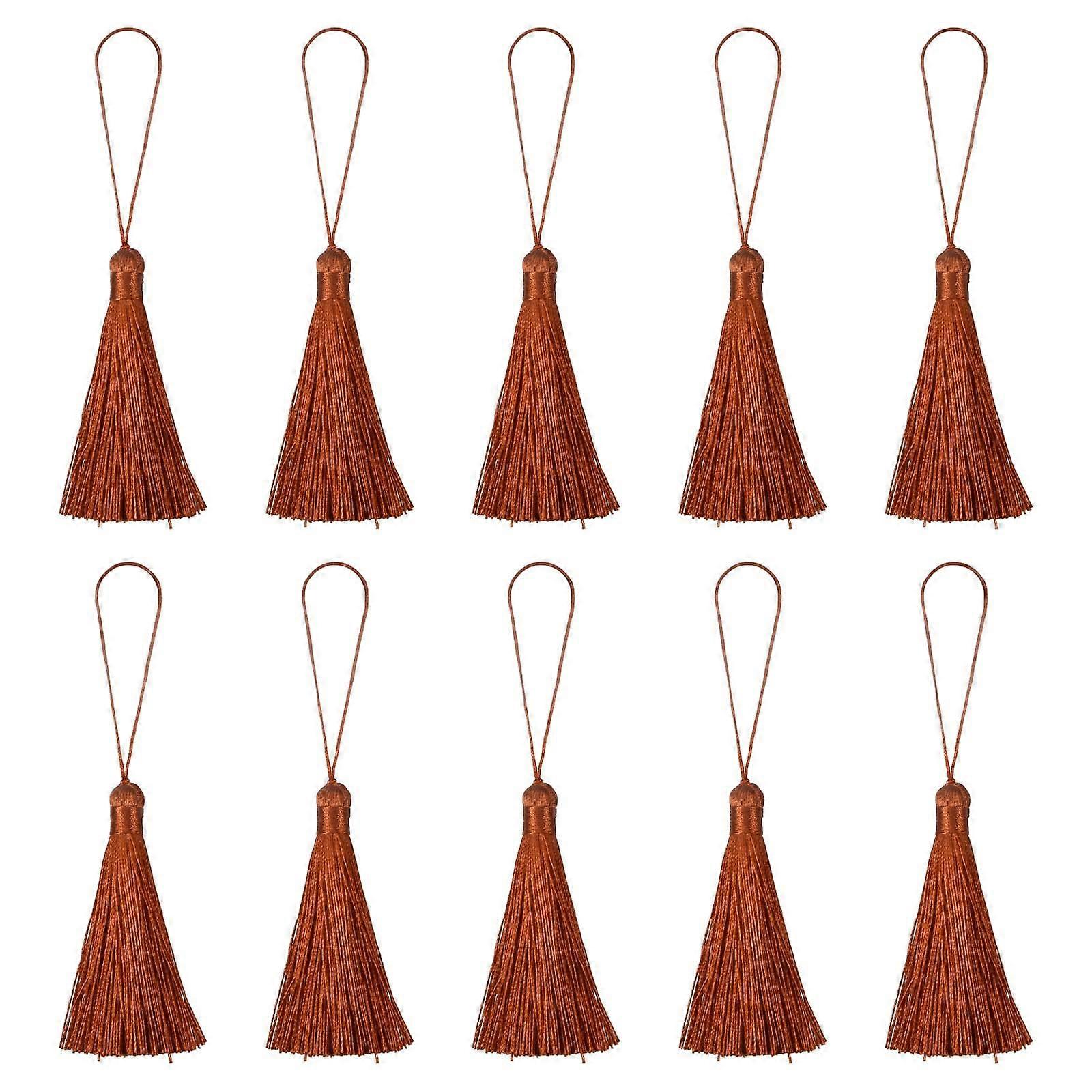 Light Brown Bookmark Tassels 6.5 Inch Silky Soft Polyester with Knotted Loop for DIY Crafts 20Pcs