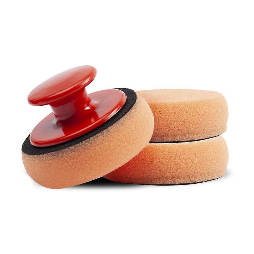 3pcs Car Wax Applicator and Polishing Sponge Pads with Ergonomic Handle for Even Wax Distribution