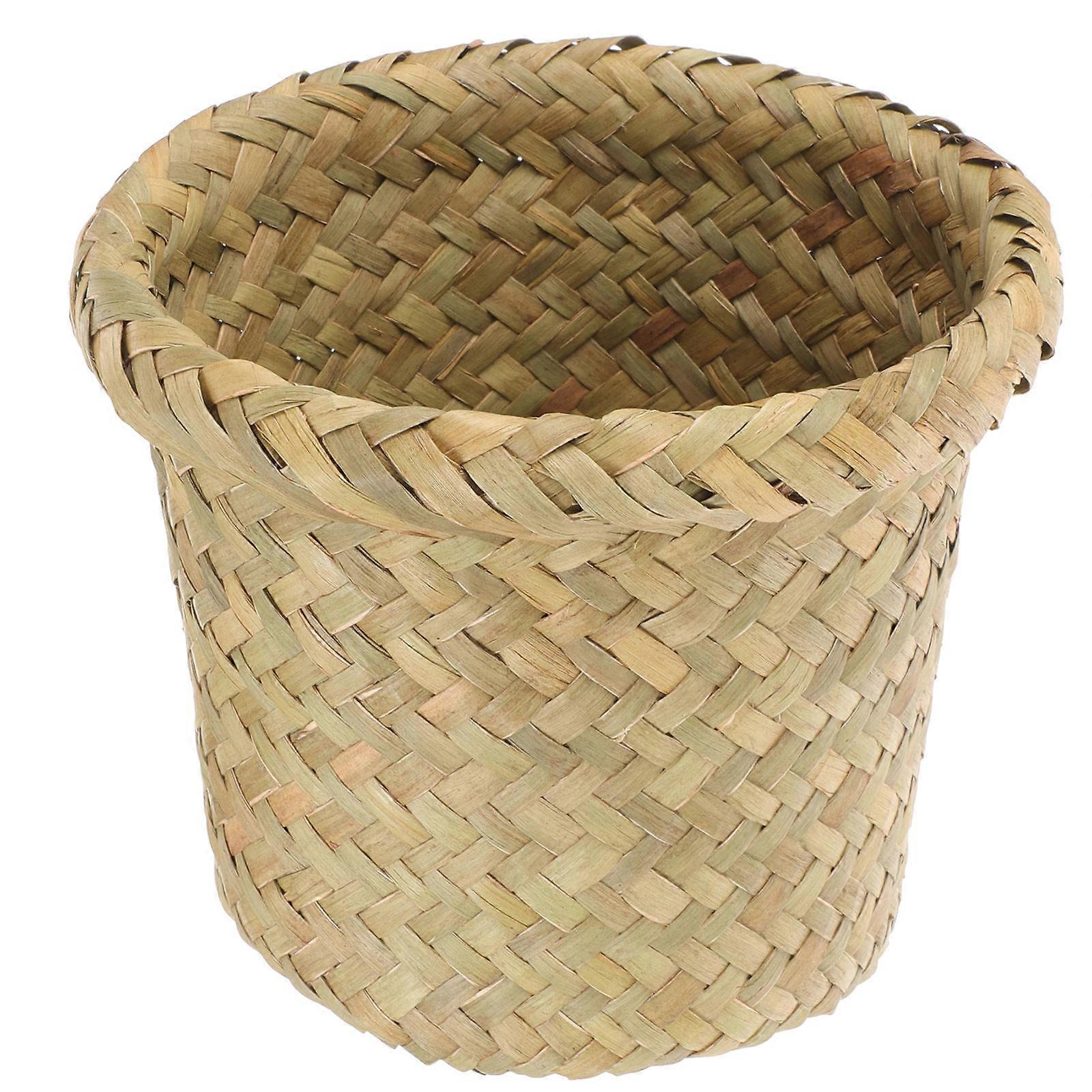 Multi Function Woven Trash Basket with Sea Grass Material for Storage Sturdy and 7.5 Inches