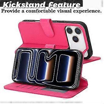 Kompatybilny z iPhone 17 Pro Stand Case Litchi Texture Prawdziwy portfel ze skóry bydlęcej Pokrowiec na telefon RFID