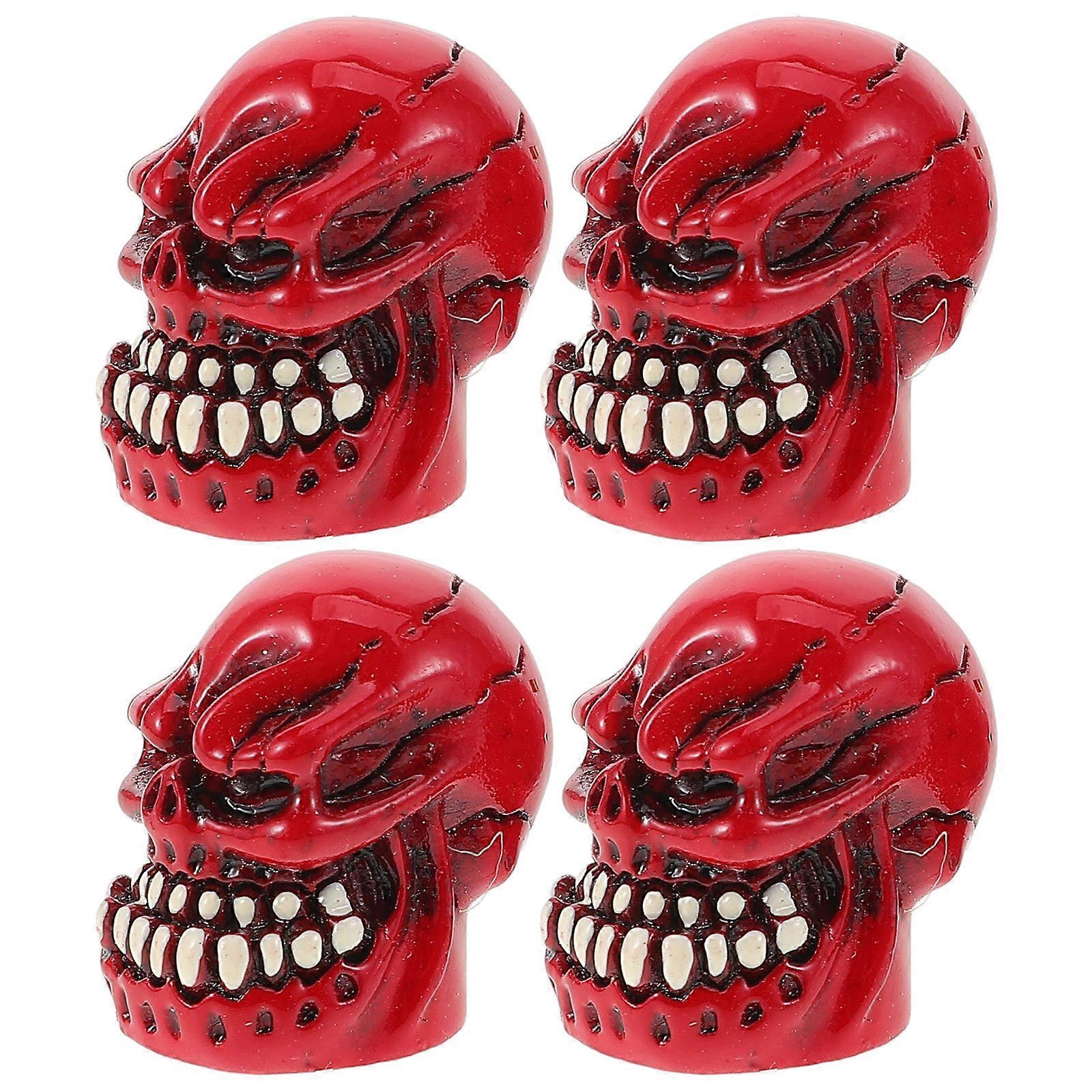 Skull Tire Valve Caps for Car Use Resin Material Red Color Adds Style to Vehicle Appearance