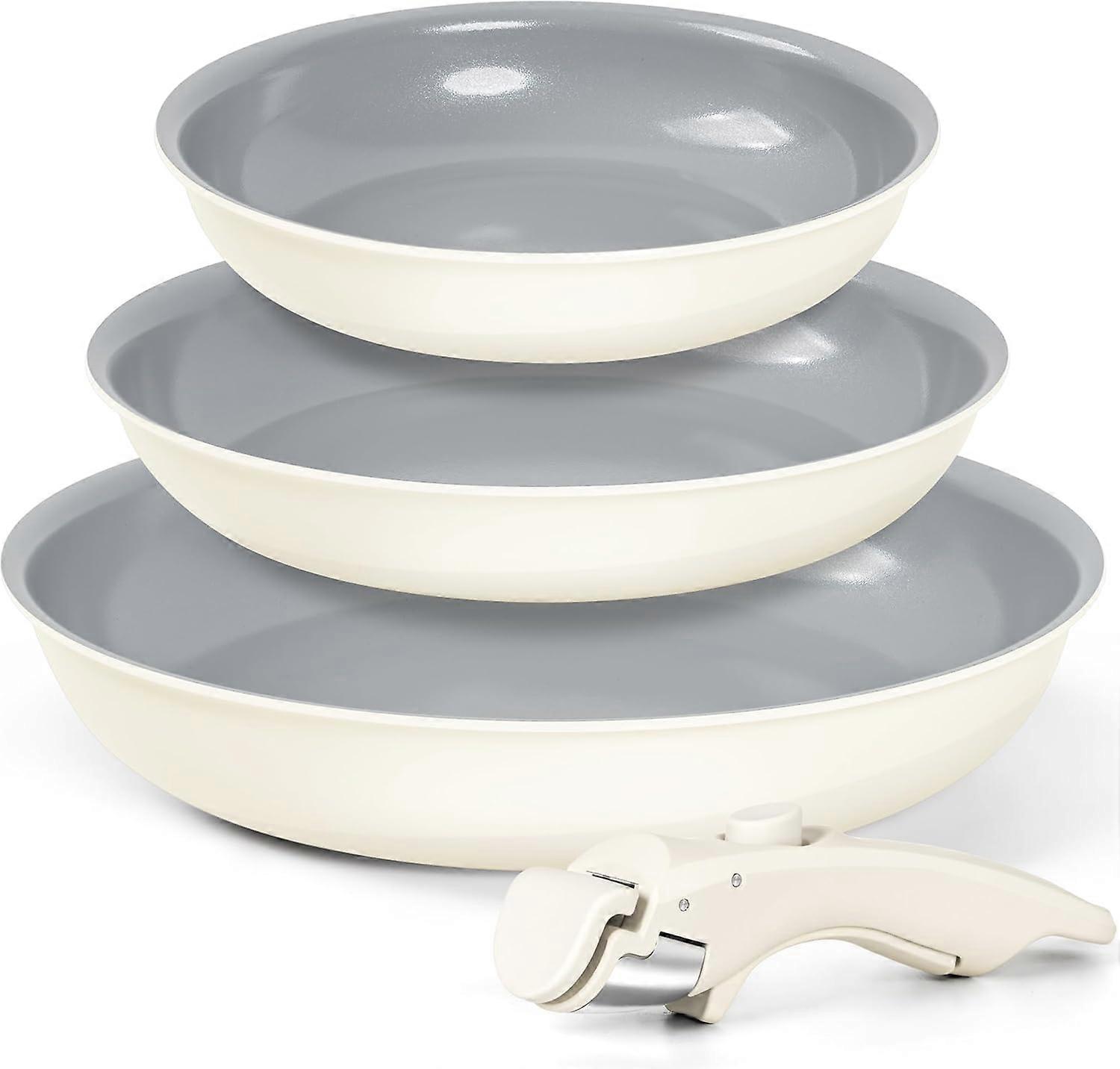 MICHELANGELO Ceramic Frying Pan Set, 8" 9.5" and 11" with Removable Handles,Non-stick Frying Pan Set,Non-Toxic Coating,PFOS Free