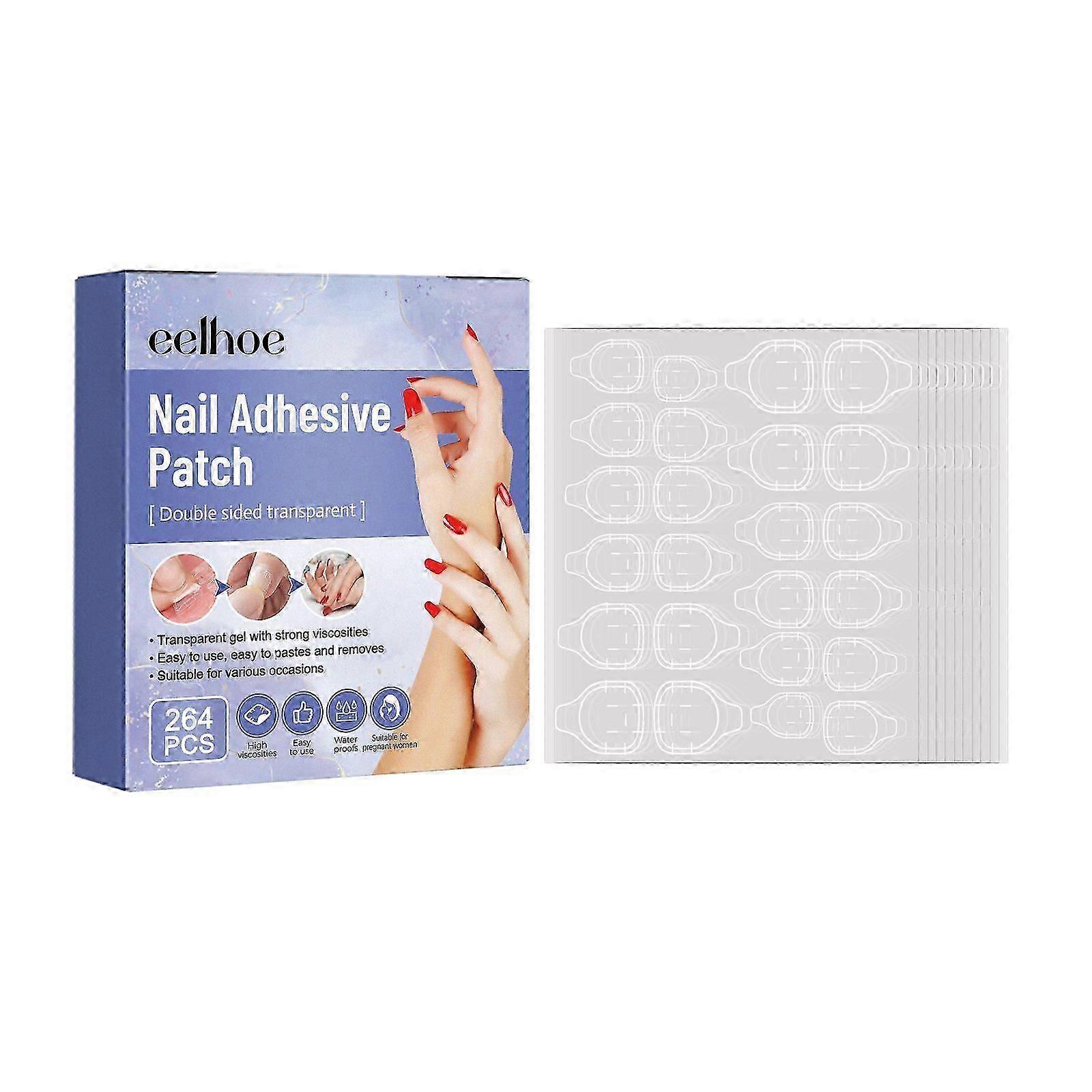 Double-Sided Waterproof Nail Glue Kit  Easy, Removable, High-Gloss, Long-Lasting 264pcs