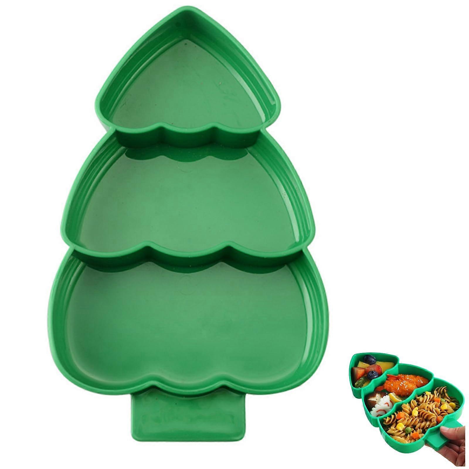 Christmas Tree Snack Plate with MultiGrid Design for Holiday Candy and Fruit Serving Tray