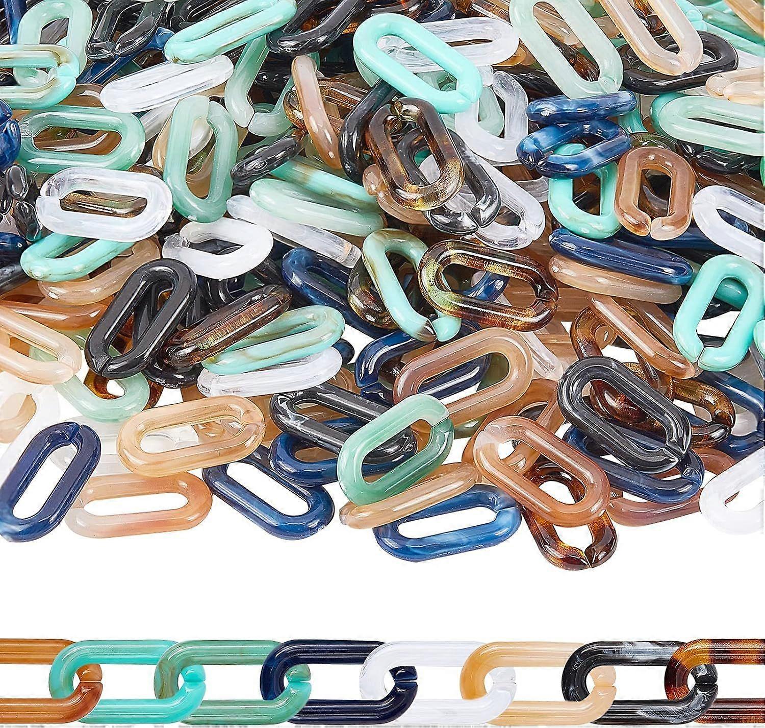 384Pcs 20.5x11mm Acrylic Linking Rings 8 Colors Acrylic C-Clips Hooks Chain Links Quick Link Connectors for Earring Necklace Eyeglass Chain
