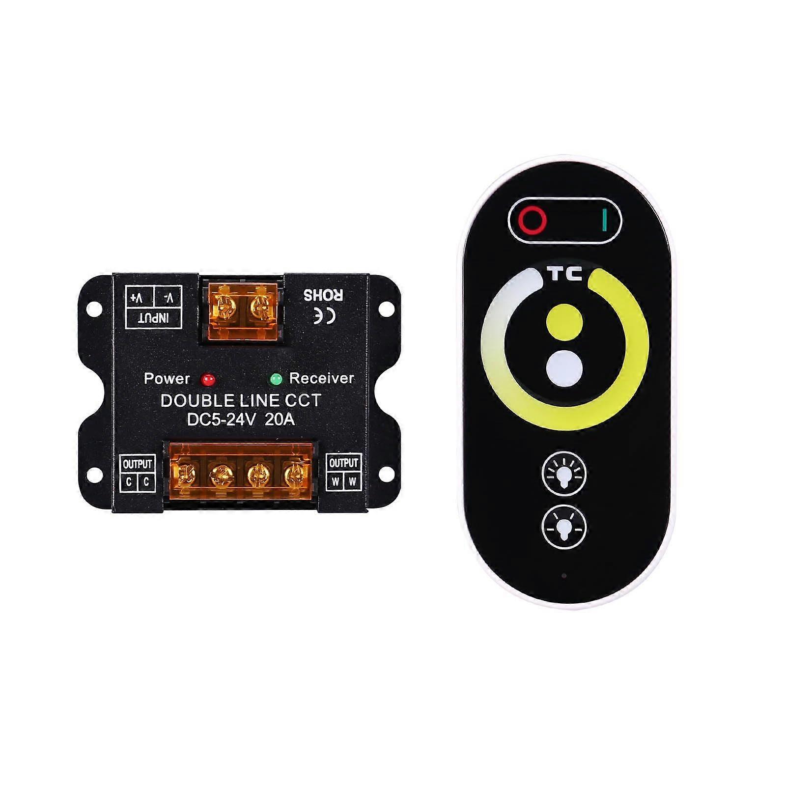 LED CCT Strip Light Controller DC 5V24V Touch Remote PWM Dimming for 2 Wire LED CCT Strips