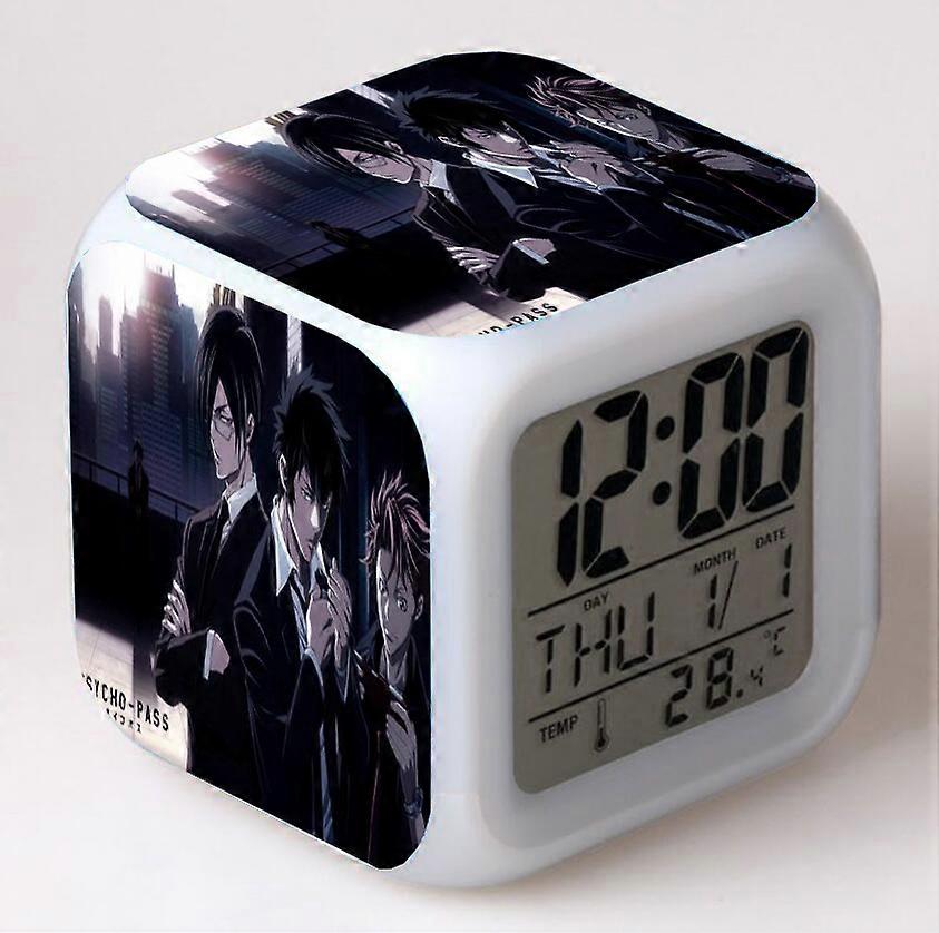 Psycho-Pass Color Changing Seven-Color Alarm Clock Square Clock Creative Alarm Clock