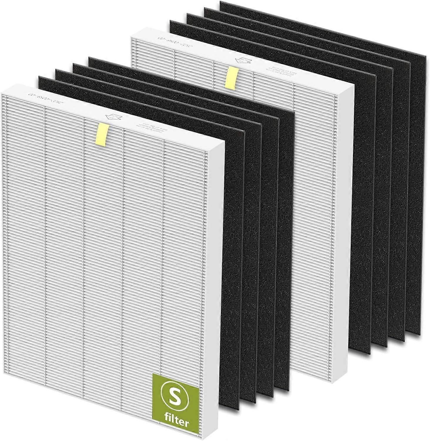 C545 Replacement Filter Set H13 True HEPA 2 Pack with 8 Carbon Filters for Allergy Relief for Winix